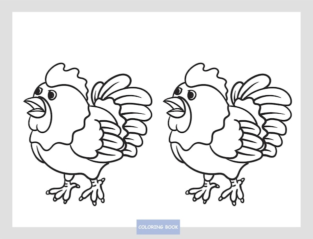 Coloring cute rooster illustration cartoon style