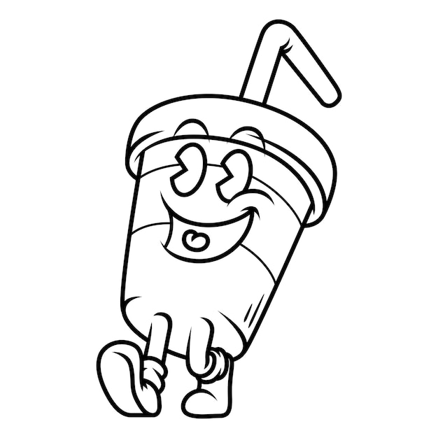 Coloring illustration of cartoon beverage cup