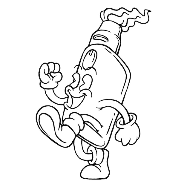 Coloring illustration of cartoon happy electric cigarette mascot