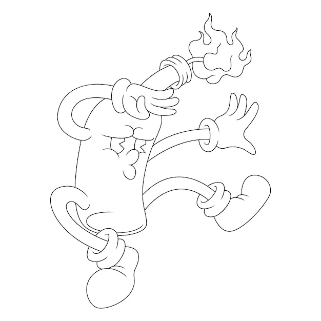 Coloring illustration of cartoon molotov cocktail