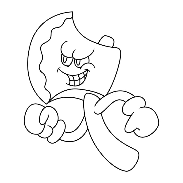 Coloring illustration of cartoon smiling axe