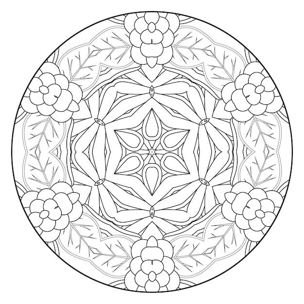 Coloring page for adults Floral mandala coloring page Circular mandala coloring page