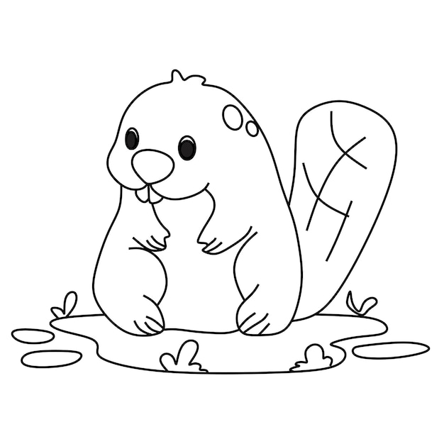 Coloring page alphabets animal cartoon beaver