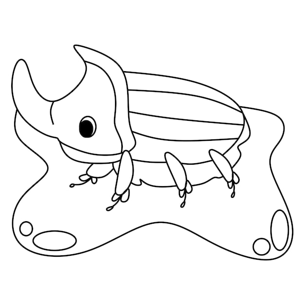 Coloring page alphabets animal cartoon beetle