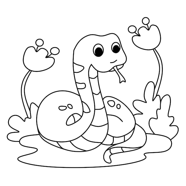 Coloring page alphabets animal cartoon snake