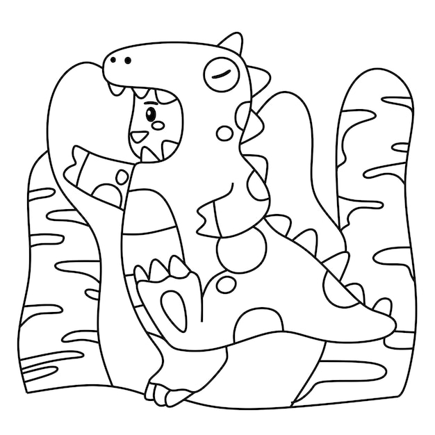 Coloring page alphabets animal costume dinosaur