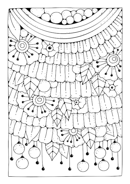 Coloring page, art therapy for children and adults. Artline background for coloring.