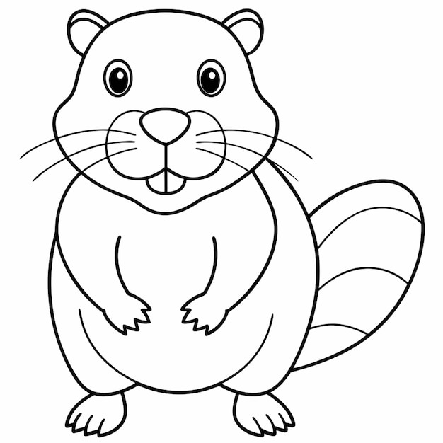 Vector a coloring page of an beaver with no color just black lines vector illustration line art