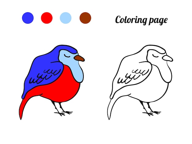 Coloring page or book with illustration of bird