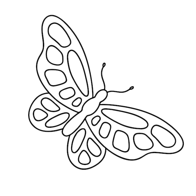 Coloring page butterfly. Vector outline illustration for children creativity