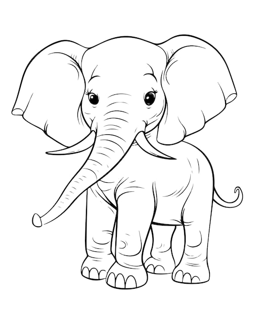 Coloring Page Of Cartoon Baby Elephant Vector Illustration for Coloring Book Hand drawn vector colo