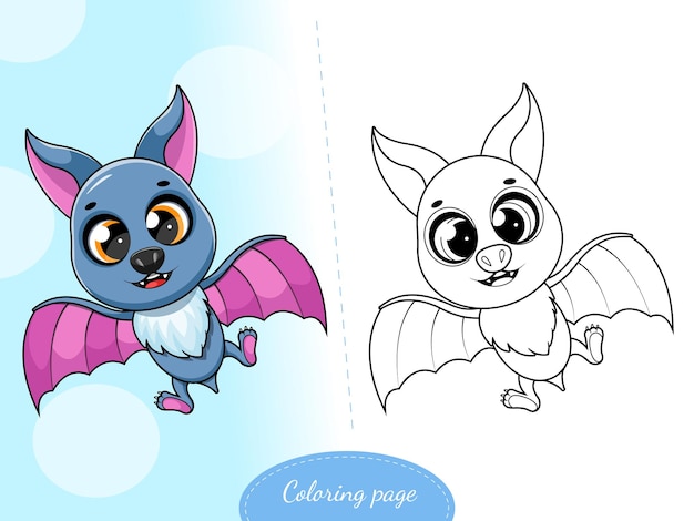 Coloring page A cute cartoon bat