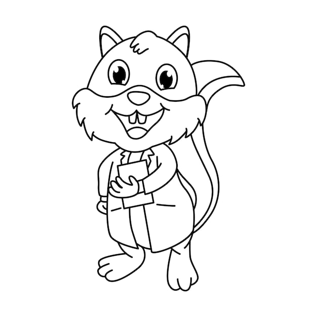 Coloring page cute squirrel vector illustration