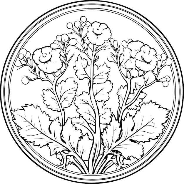 coloring page depicting three bushes