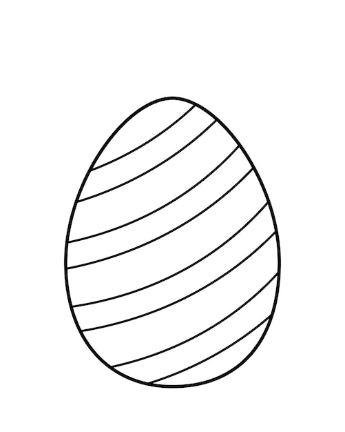 Coloring page Easter egg in diagonal stripes Black and white egg Vector