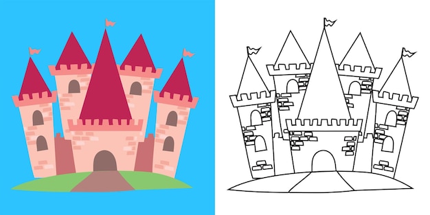 Coloring page a fairy tale Medieval Kingdom castle