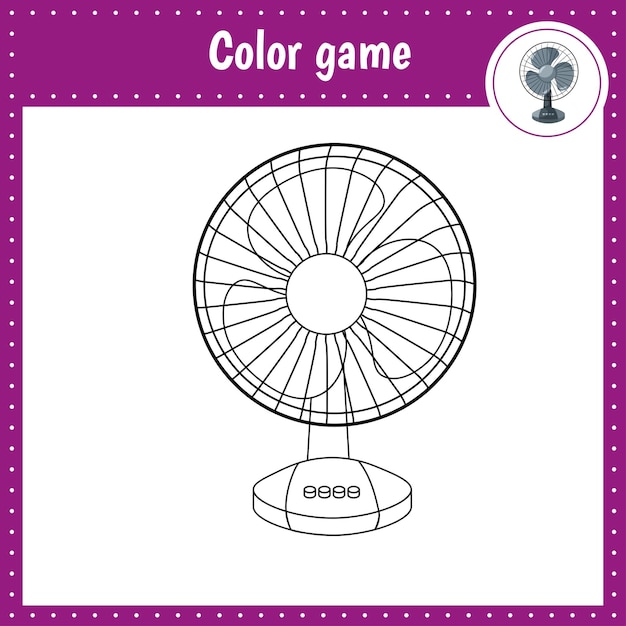 Coloring page of a fan for kids activity Vector black and white illustration