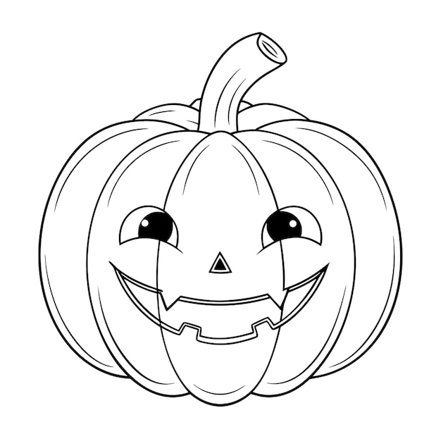 Vector coloring page halloween cute pumpkin vector illustration line art