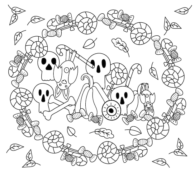 coloring page for halloween on a white background