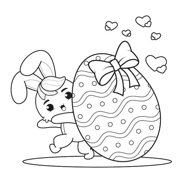 Coloring page Happy Easter with Bunny