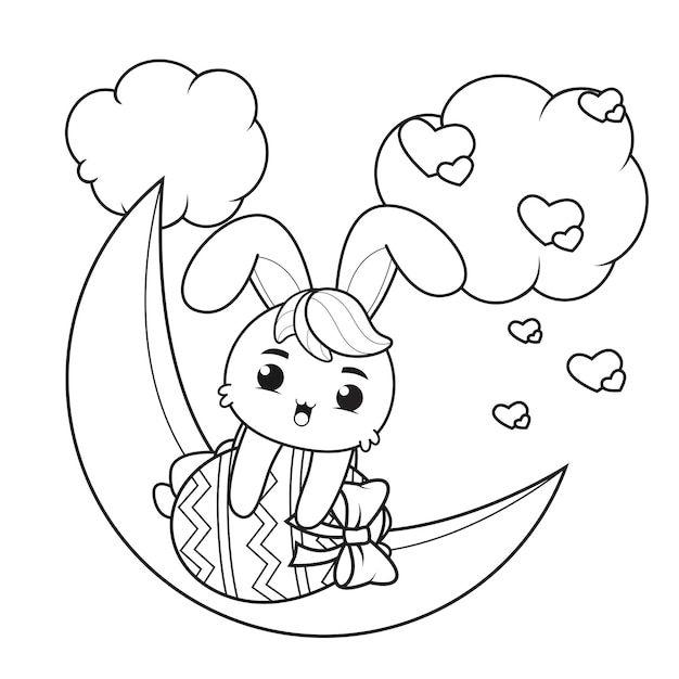 Coloring page Happy Easter with Bunny