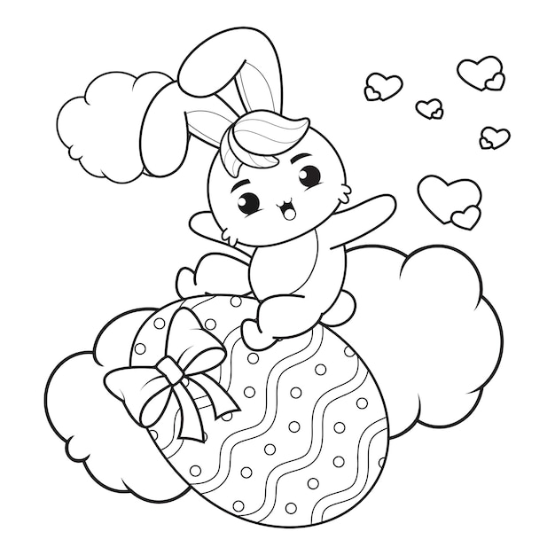 Coloring page Happy Easter with Bunny 