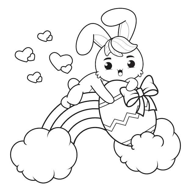 Coloring page Happy Easter with Bunny