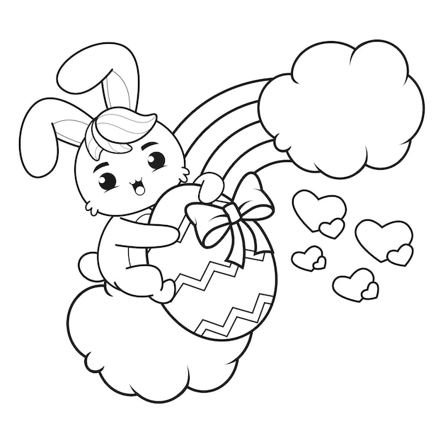 Coloring page Happy Easter with Bunny