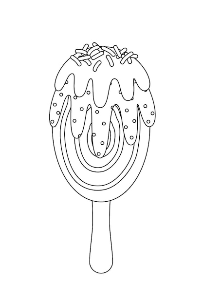 Coloring page Ice cream Stick with glaze and sprinkle Outline vector