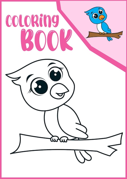 Coloring page for kid cute bird