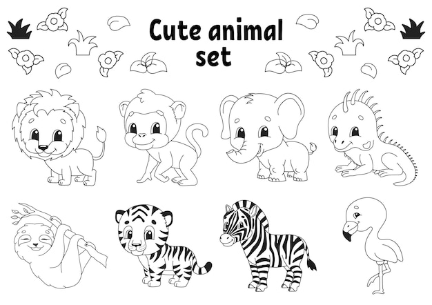 Coloring page for kids Animal theme Digital stamp