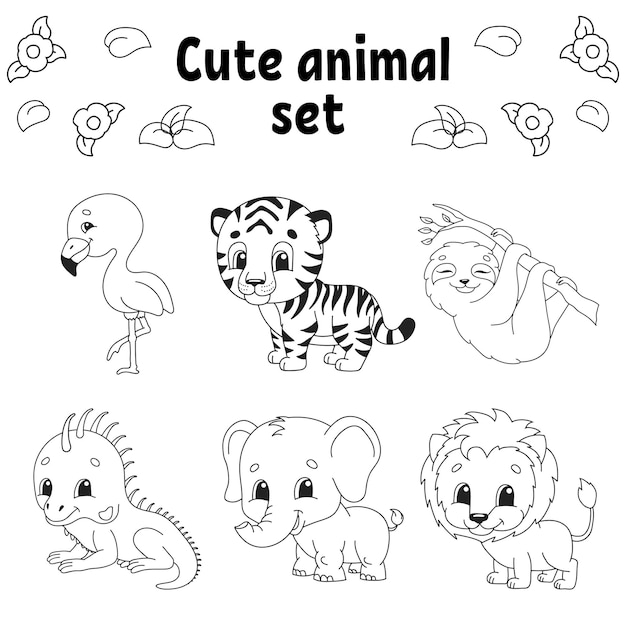 Coloring page for kids Animal theme Digital stamp