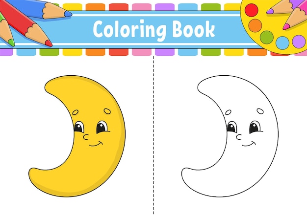 Coloring page for kids cartoon character Black contour silhouette