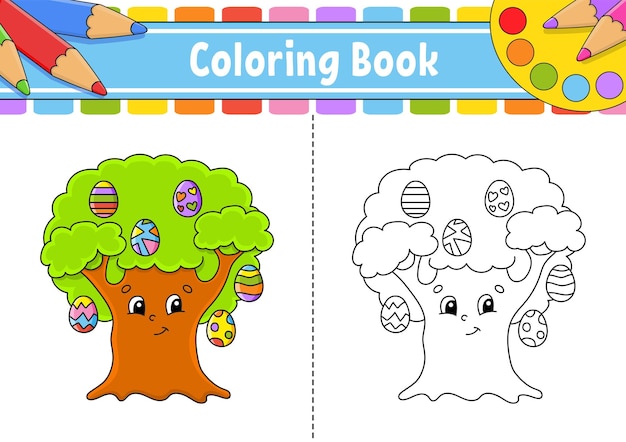 Coloring page for kids cartoon character Vector illustration Easter theme