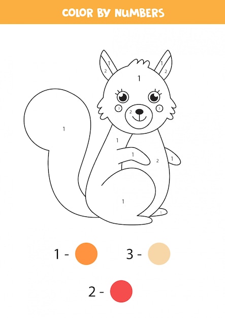 Coloring page for kids. Cute cartoon squirrel.