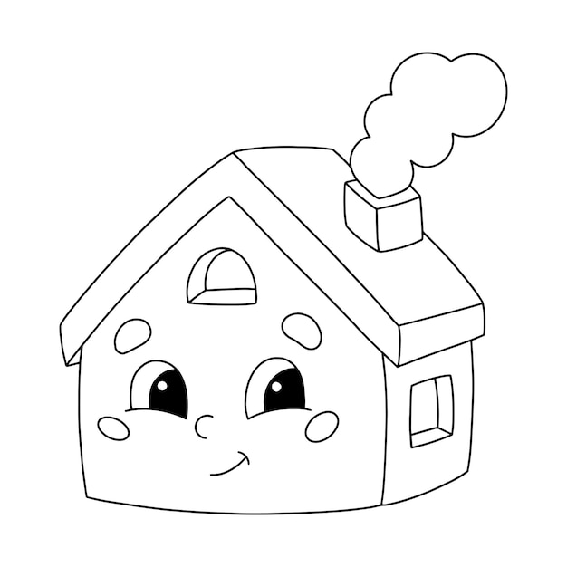 Coloring page for kids Digital stamp Cartoon style character