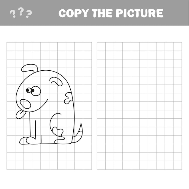 Coloring page for kids. Dog. Educational Game for Kids. Vector illustration. Copy the picture