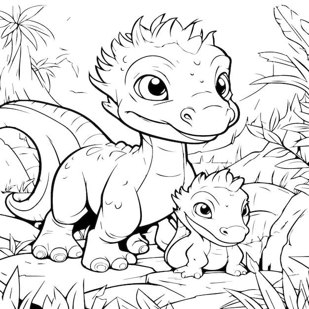 coloring page for kids tiny dinosaurs