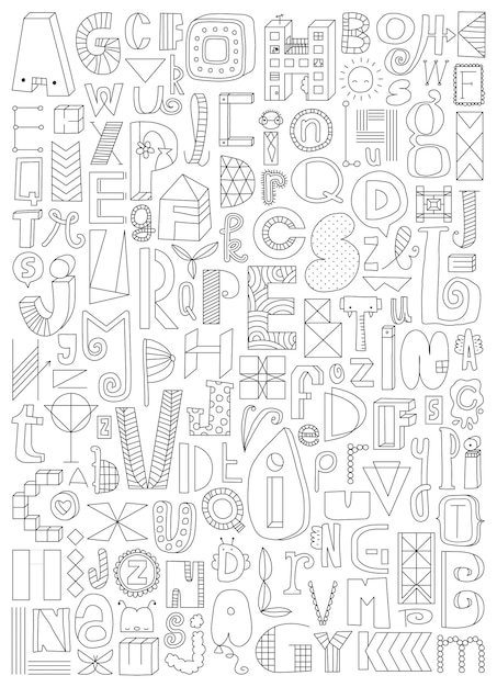 Coloring page letters vector illustration