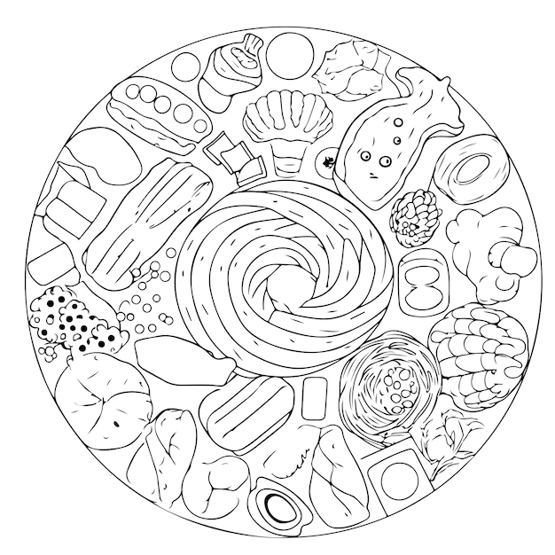 coloring page line drawing food day