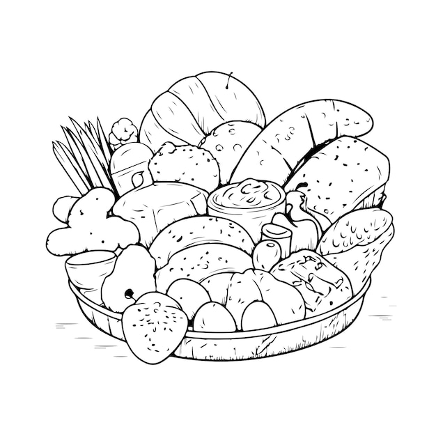 coloring page line drawing food day