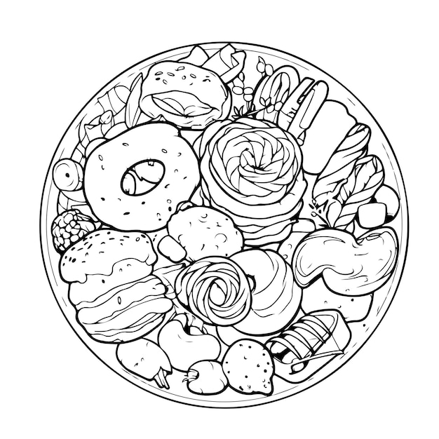 coloring page line drawing food day