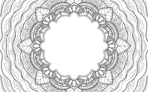 Coloring Page mandala design with text space