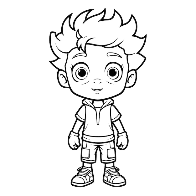 Coloring Page Outline Cartoon Little Boy Coloring Pages eps