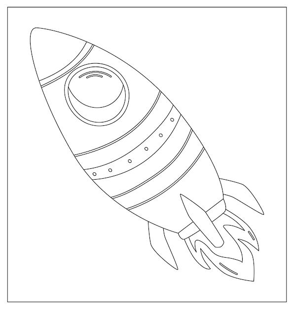 Coloring Page Outline Of a cartoon rocket Space and astronomy Coloring book for kids