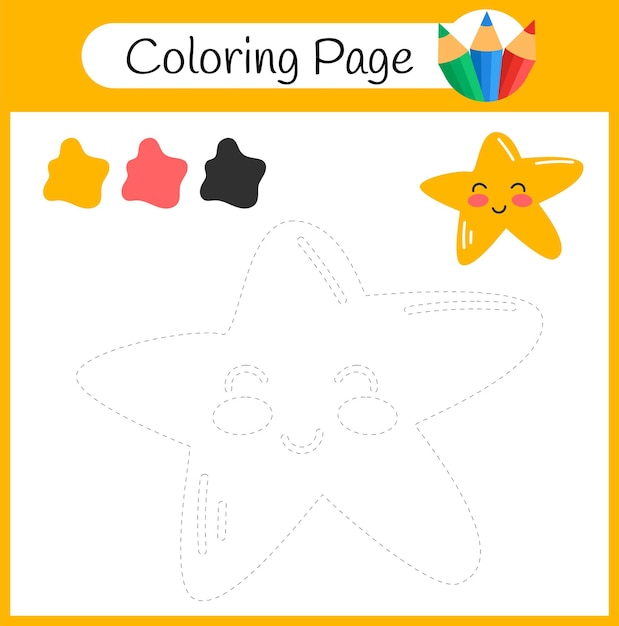 Coloring Page Outline Of a cartoon with star Space and astronomy Coloring book for kids