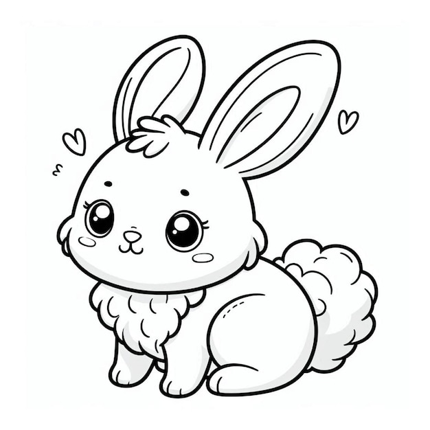 Vector coloring page outline of cute bunny