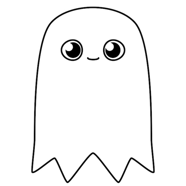 Vector coloring page outline of cute ghost