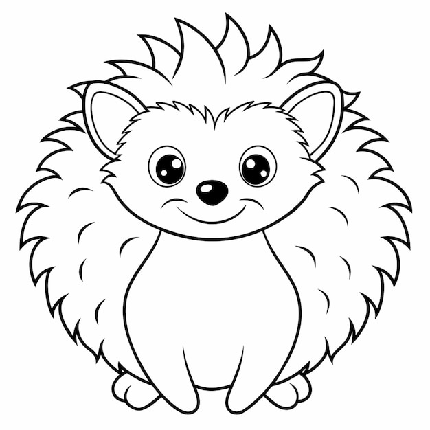 Vector coloring page outline of cute hedgehog vector illustration line art