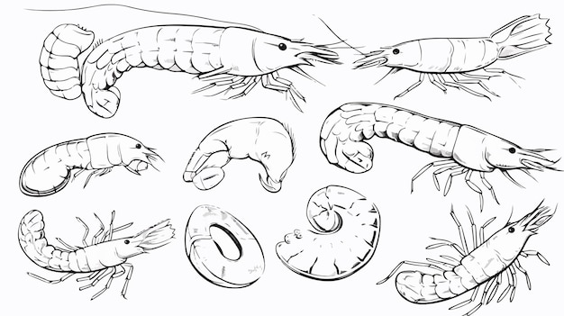 Vector coloring page of shrimp vector illustration for childrens activities